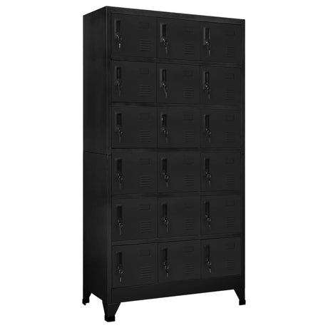 Black Locker Cabinet with 18 Lockable Compartments