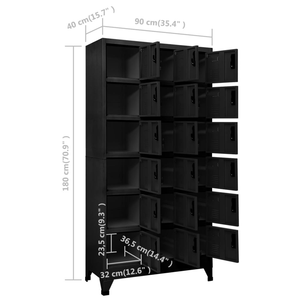 Black Locker Cabinet with 18 Lockable Compartments