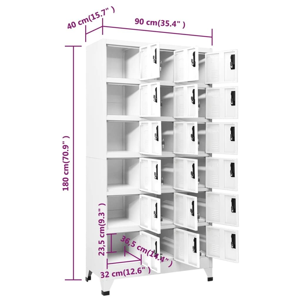 Locker Cabinet White 35.4"x15.7"x70. Steel