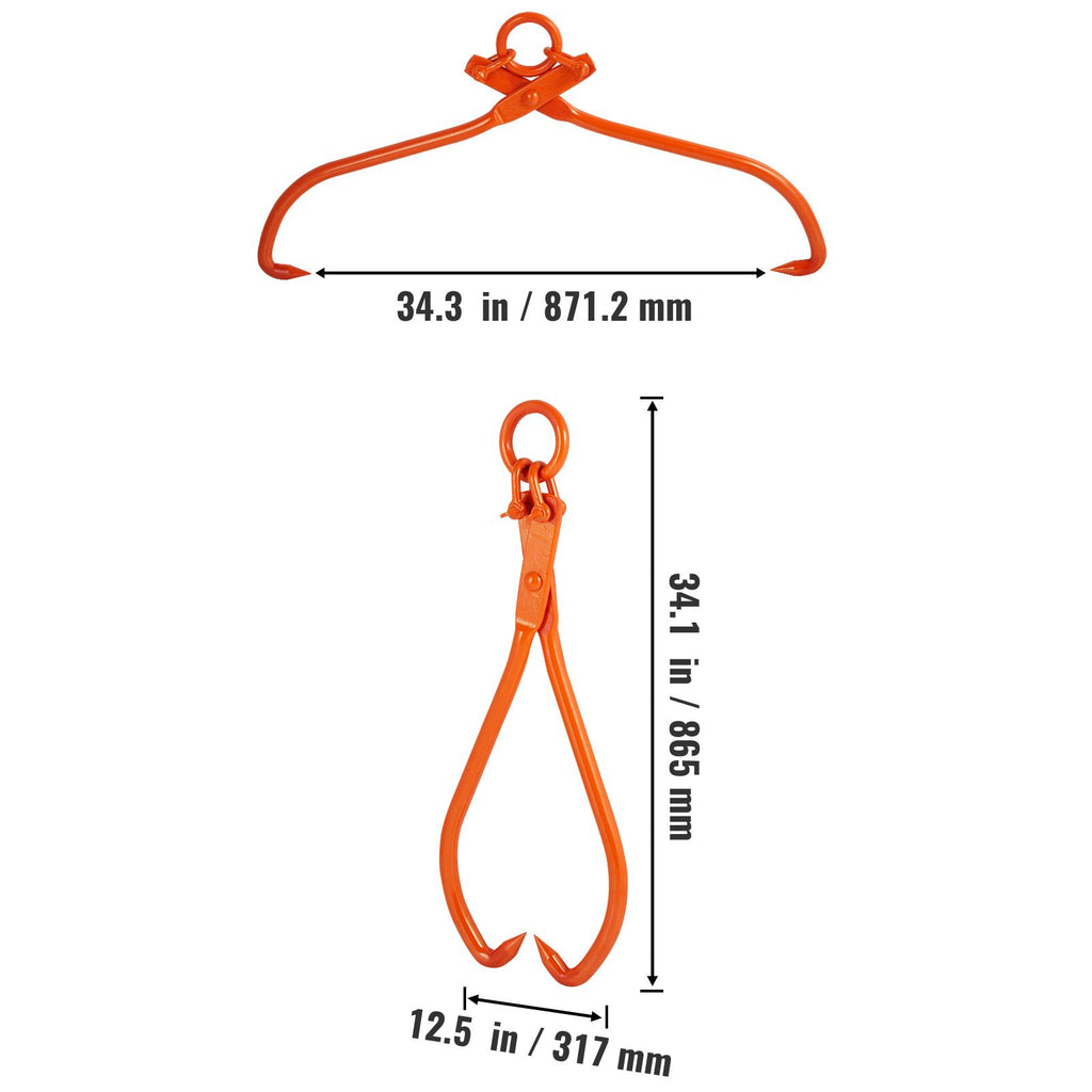 Log Skidding Tongs with Tightening Claw Grip