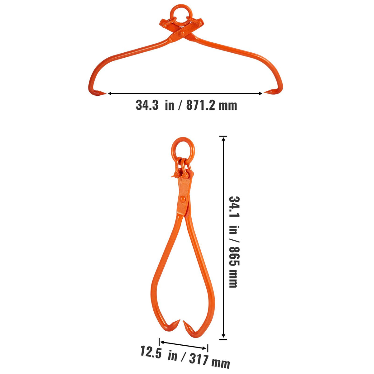Log Skidding Tongs with Tightening Claw Grip