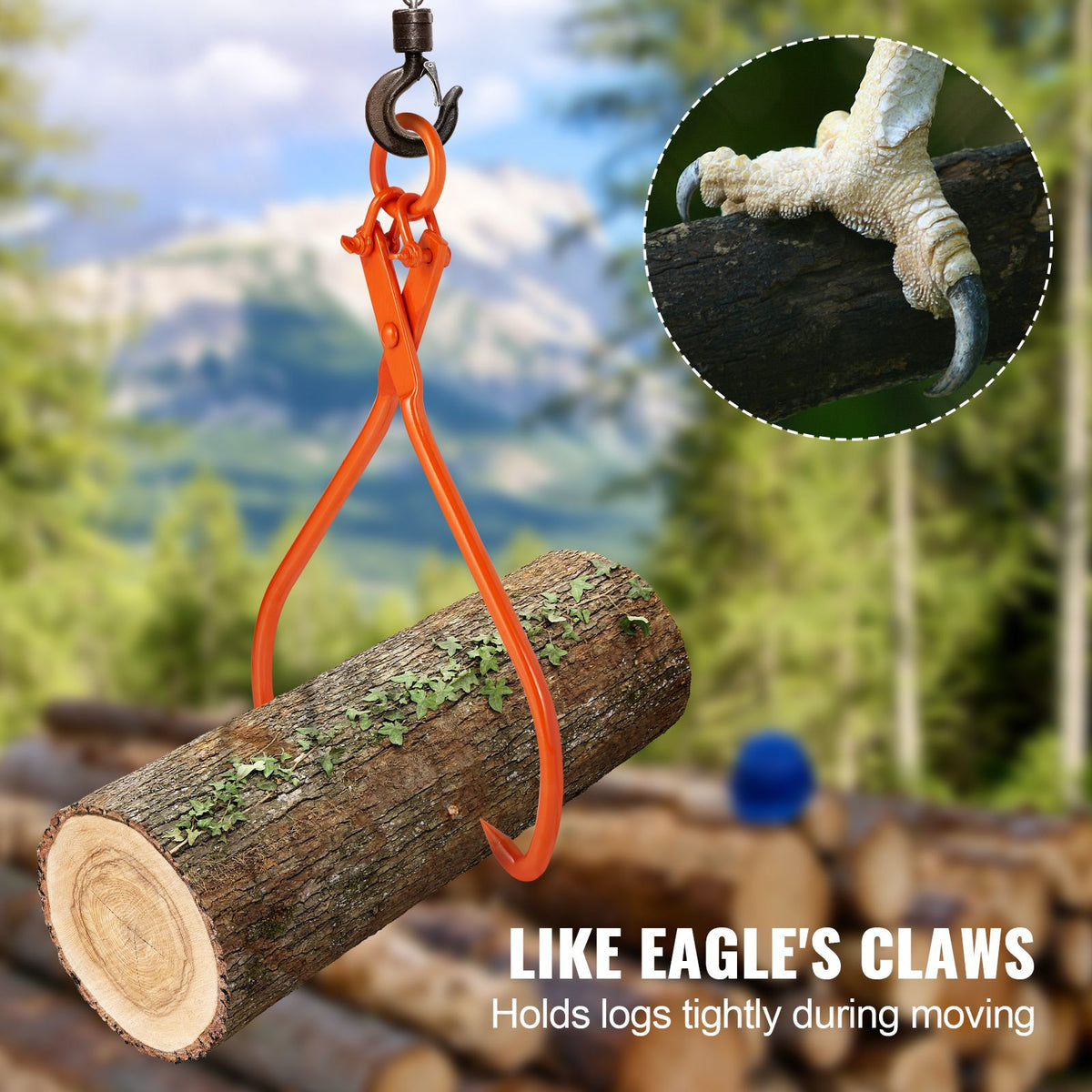 Log Skidding Tongs with Tightening Claw Grip