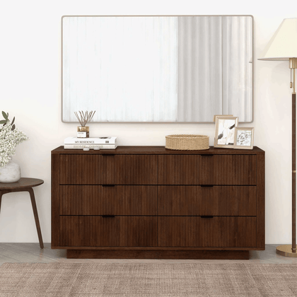 Lola Six-Drawer Walnut Dresser with Mid-Century Style