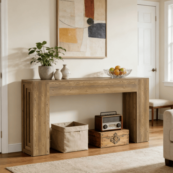 Rustic-Charm Console Table with Smart Open Storage