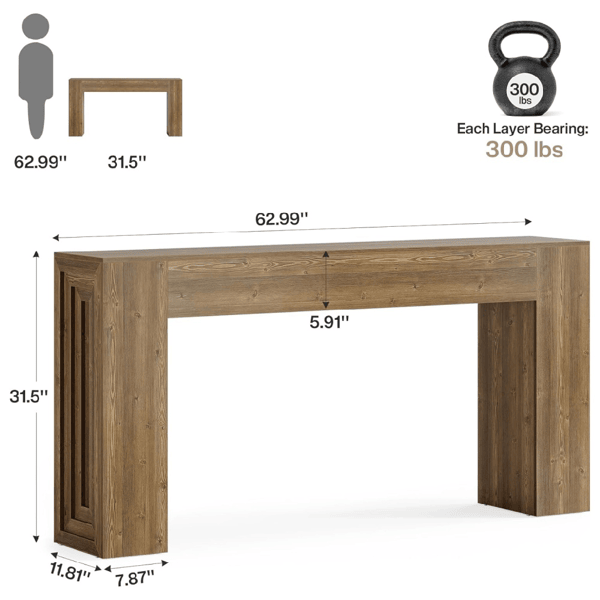 Rustic-Charm Console Table with Smart Open Storage