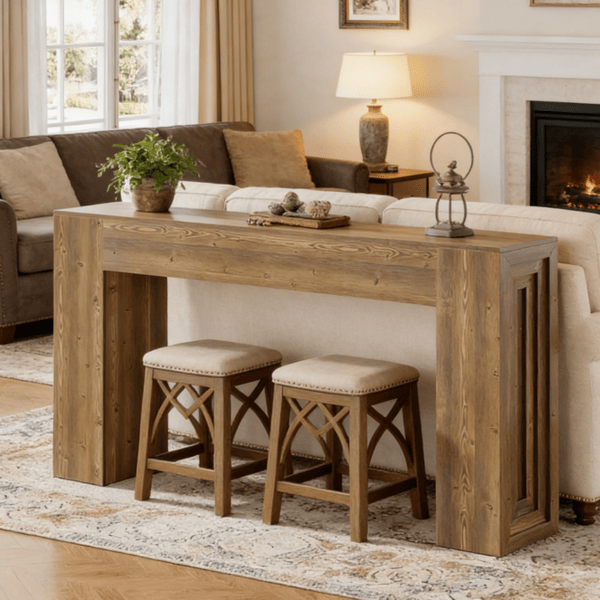Rustic-Charm Console Table with Smart Open Storage