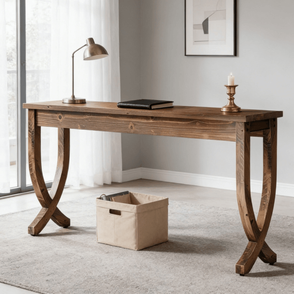 Long Farmhouse Console Table with Curved Legs
