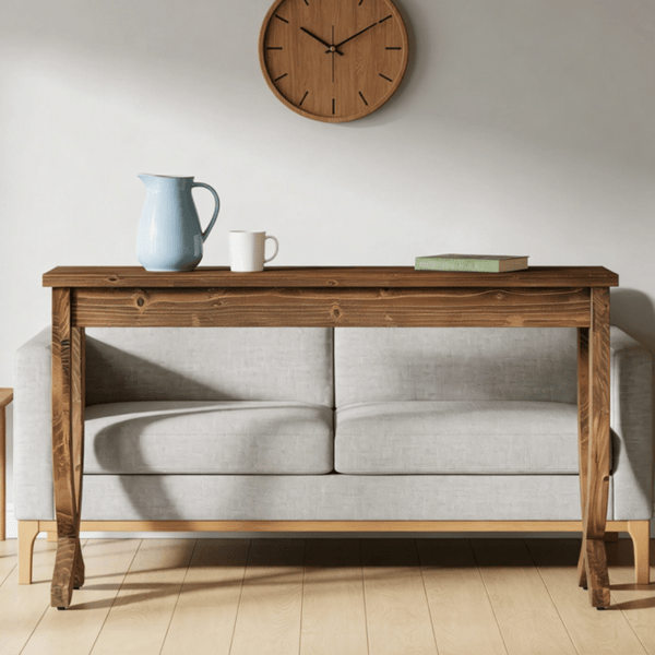 Long Farmhouse Console Table with Curved Legs