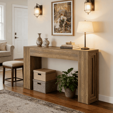 Rustic-Charm Console Table with Smart Open Storage