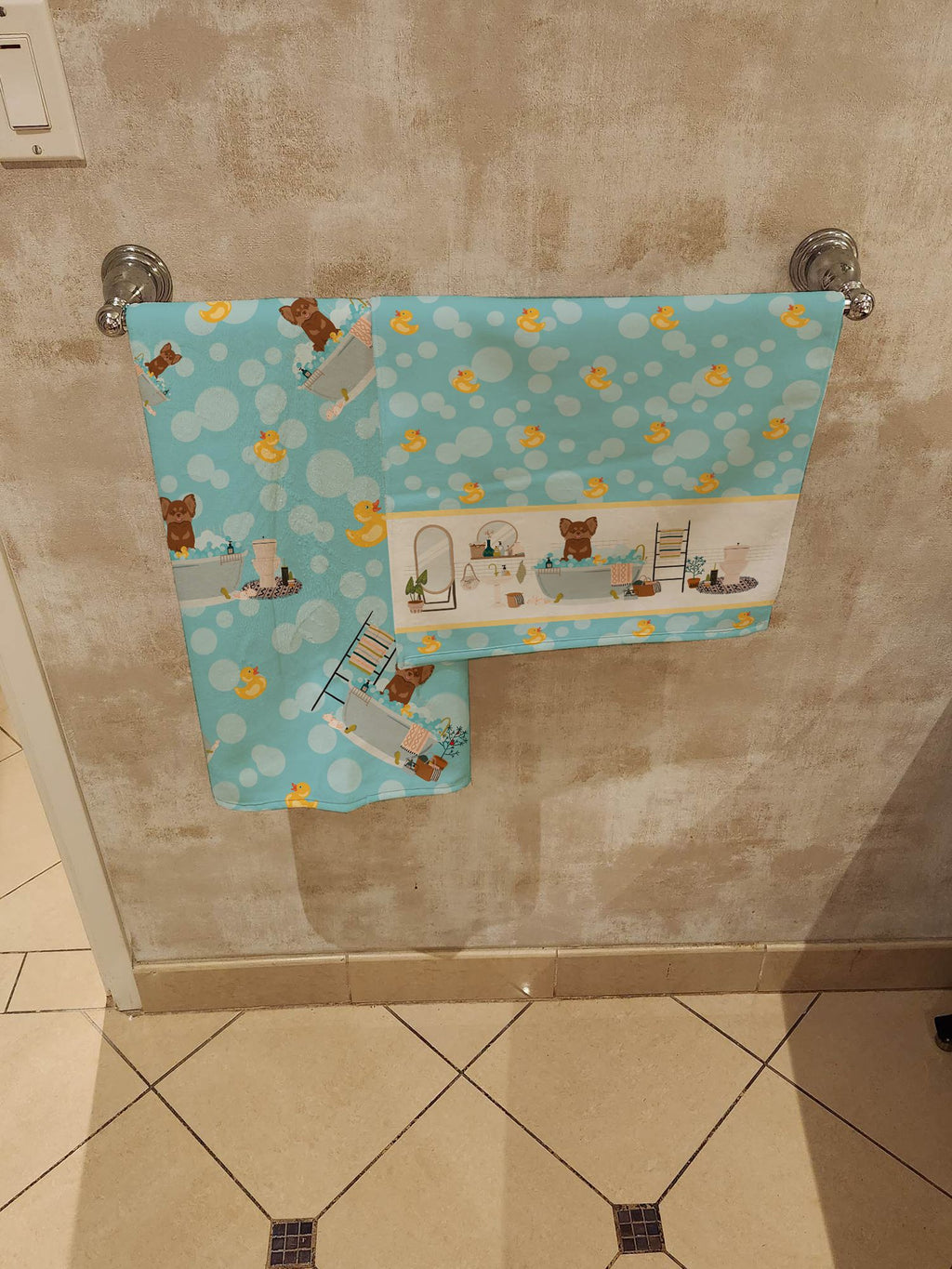 Longhaired Chihuahua Artwork Bath Towel