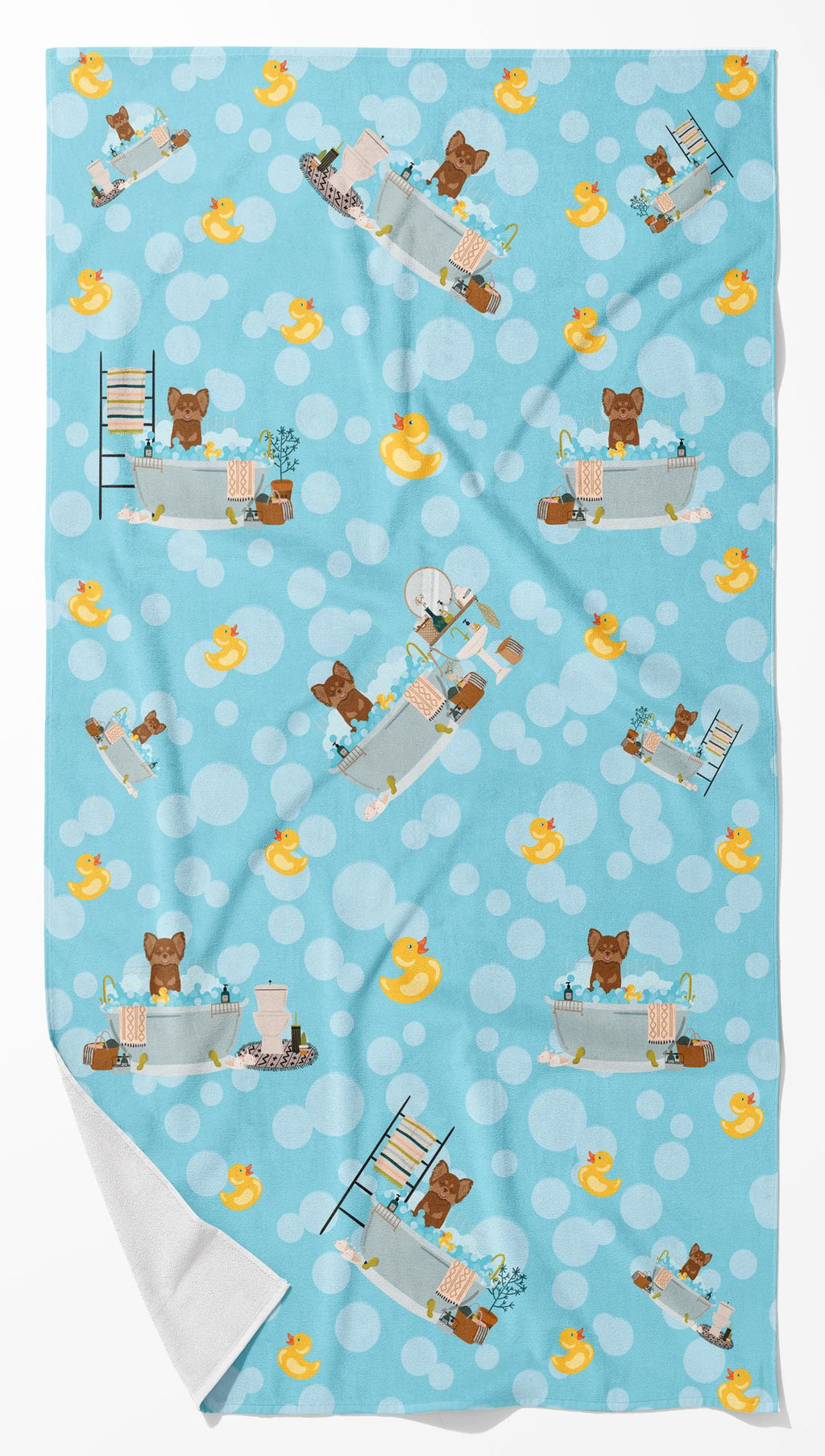Longhaired Chihuahua Artwork Bath Towel