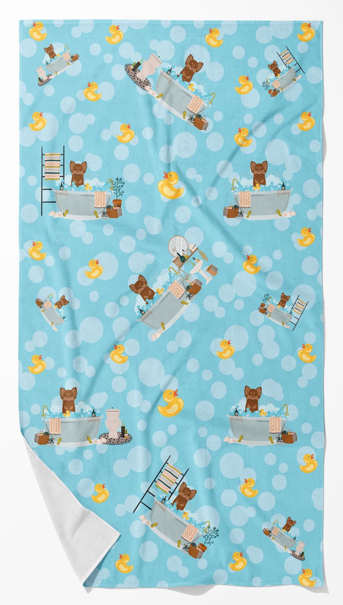 Longhaired Chihuahua Artwork Bath Towel