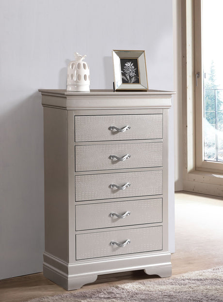 Lorana G6500-CH Chest with Croc Texture and Crystal Pulls