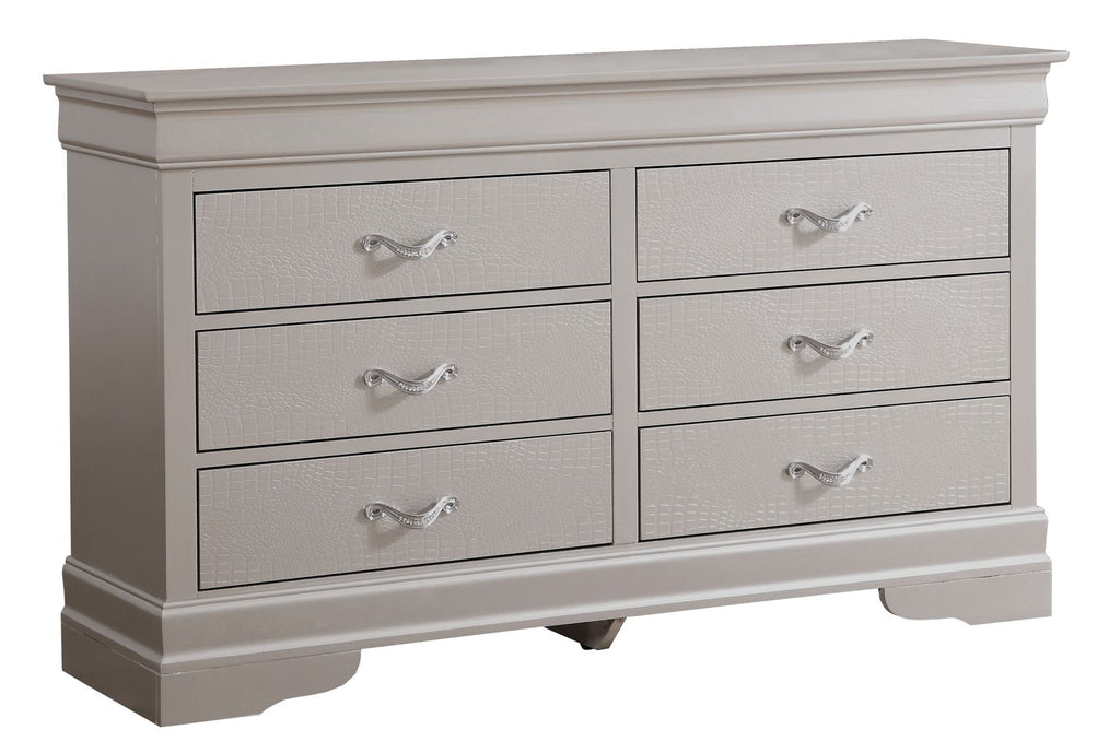 Lorana Silver Champagne Croc-Finish Dresser