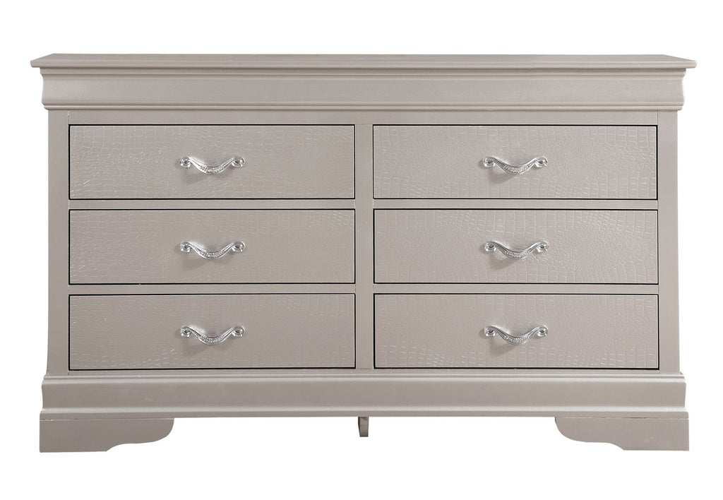 Lorana Silver Champagne Croc-Finish Dresser