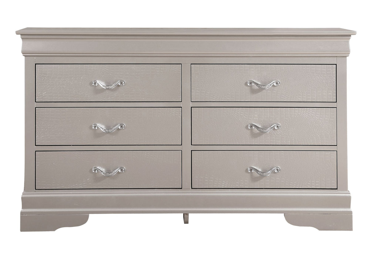 Lorana Silver Champagne Croc-Finish Dresser