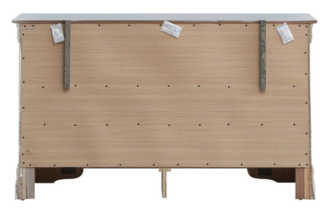 Lorana Silver Champagne Croc-Finish Dresser with Faux Crystal Pulls