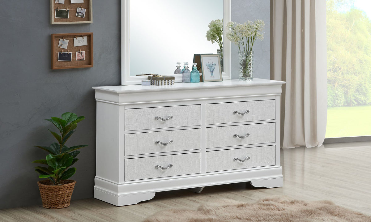 Lorana Silver Champagne Croc Finish Dresser