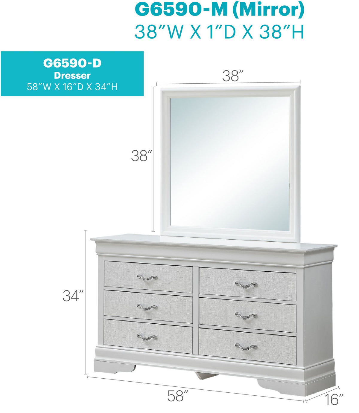Lorana Silver Champagne Croc Finish Dresser