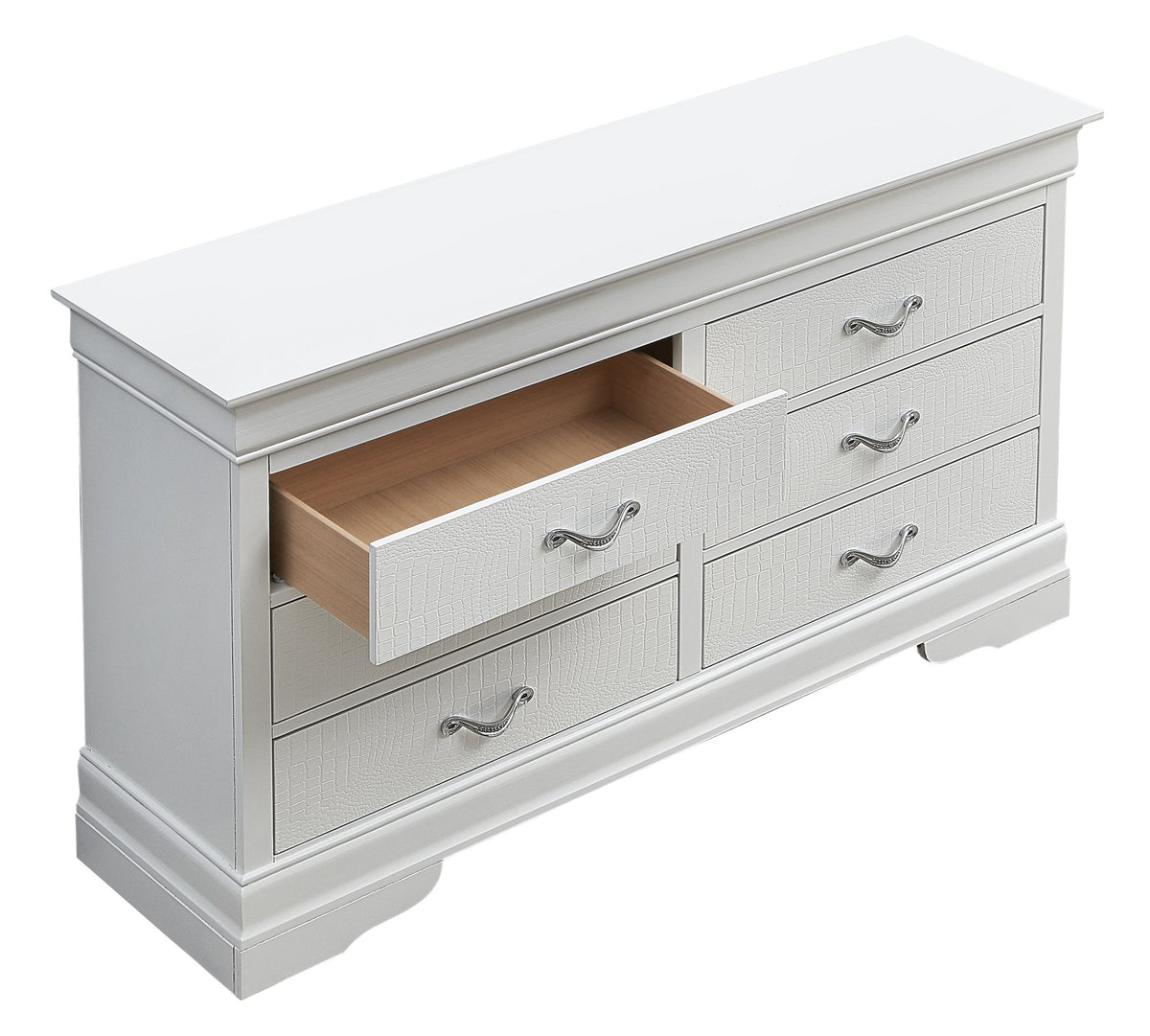 Lorana Silver Champagne Croc Finish Dresser
