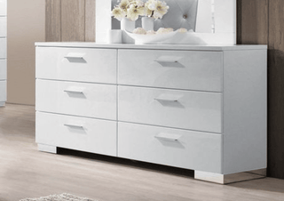 Lorimar Six-Drawer Dresser in White High Gloss