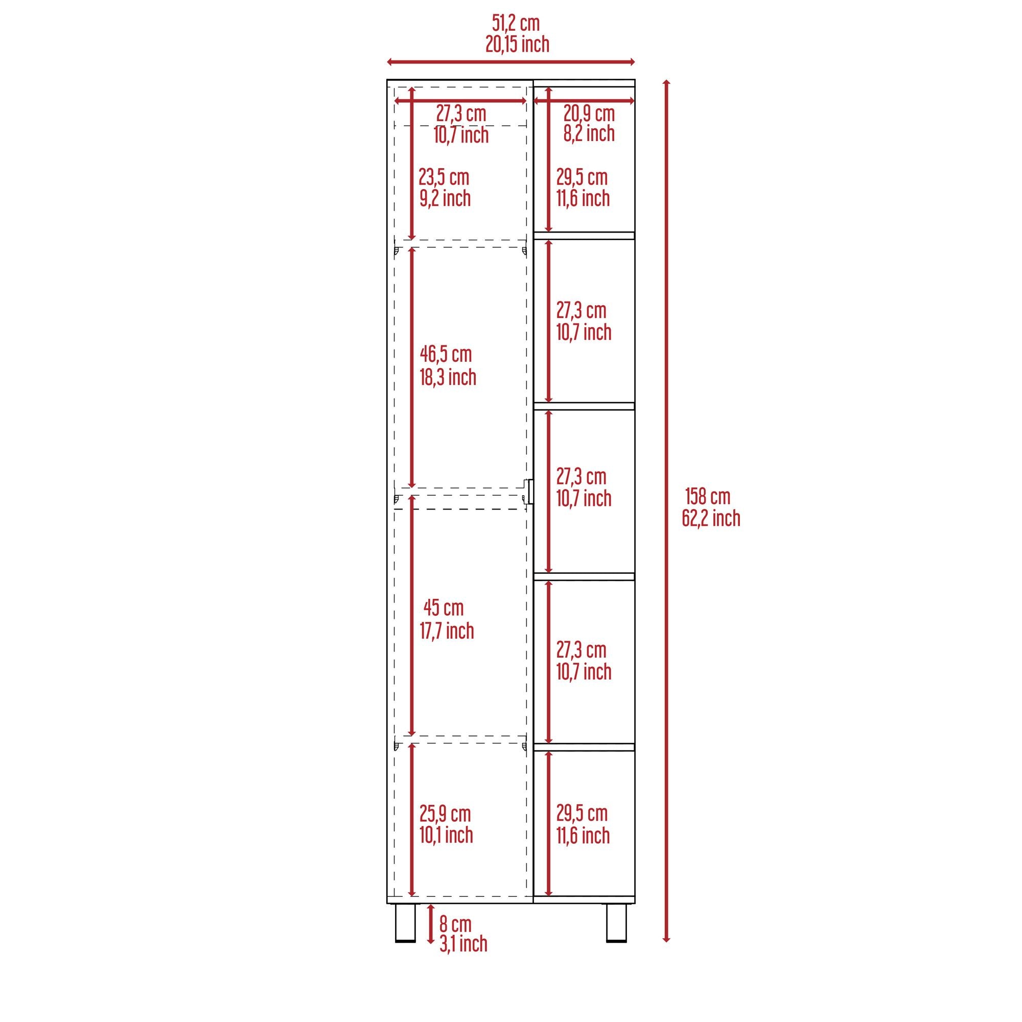 Los Angeles Linen Cabinet with Five Shelves and Cabinet Storage