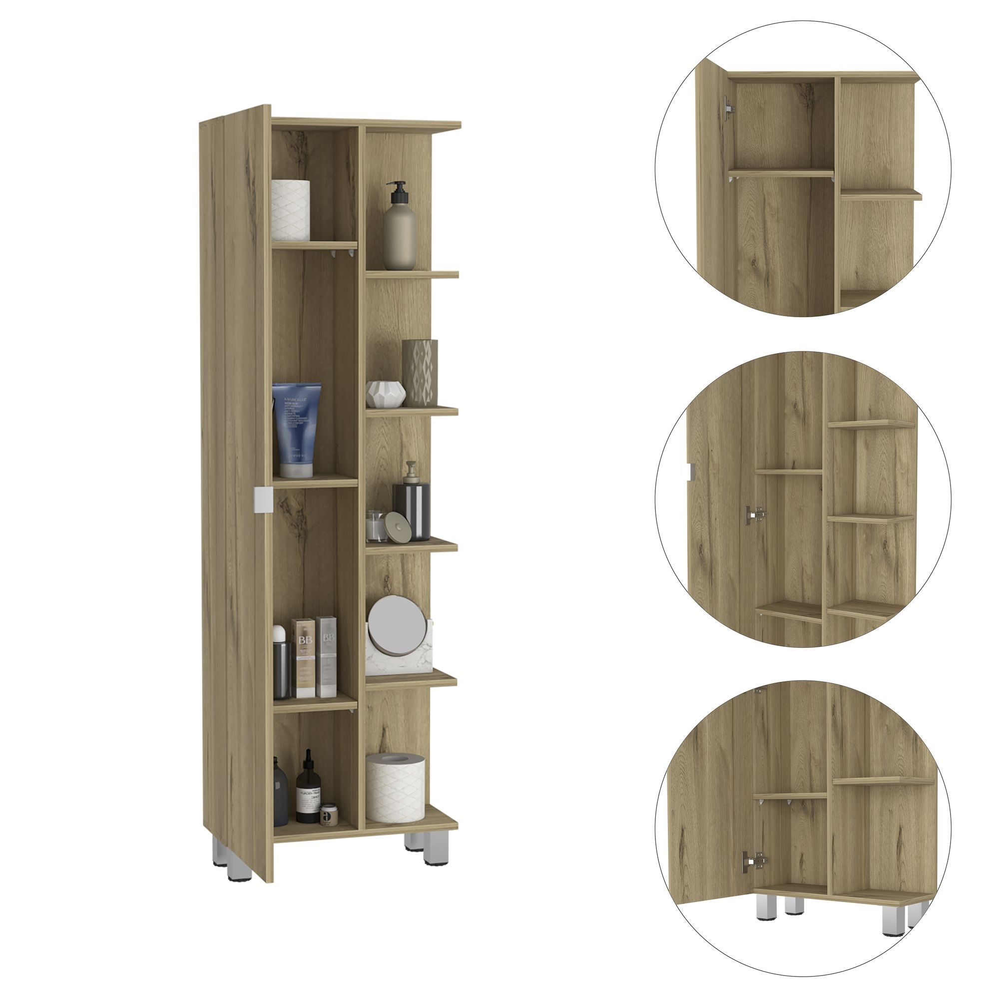 Los Angeles Linen Cabinet with Five Shelves and Cabinet Storage