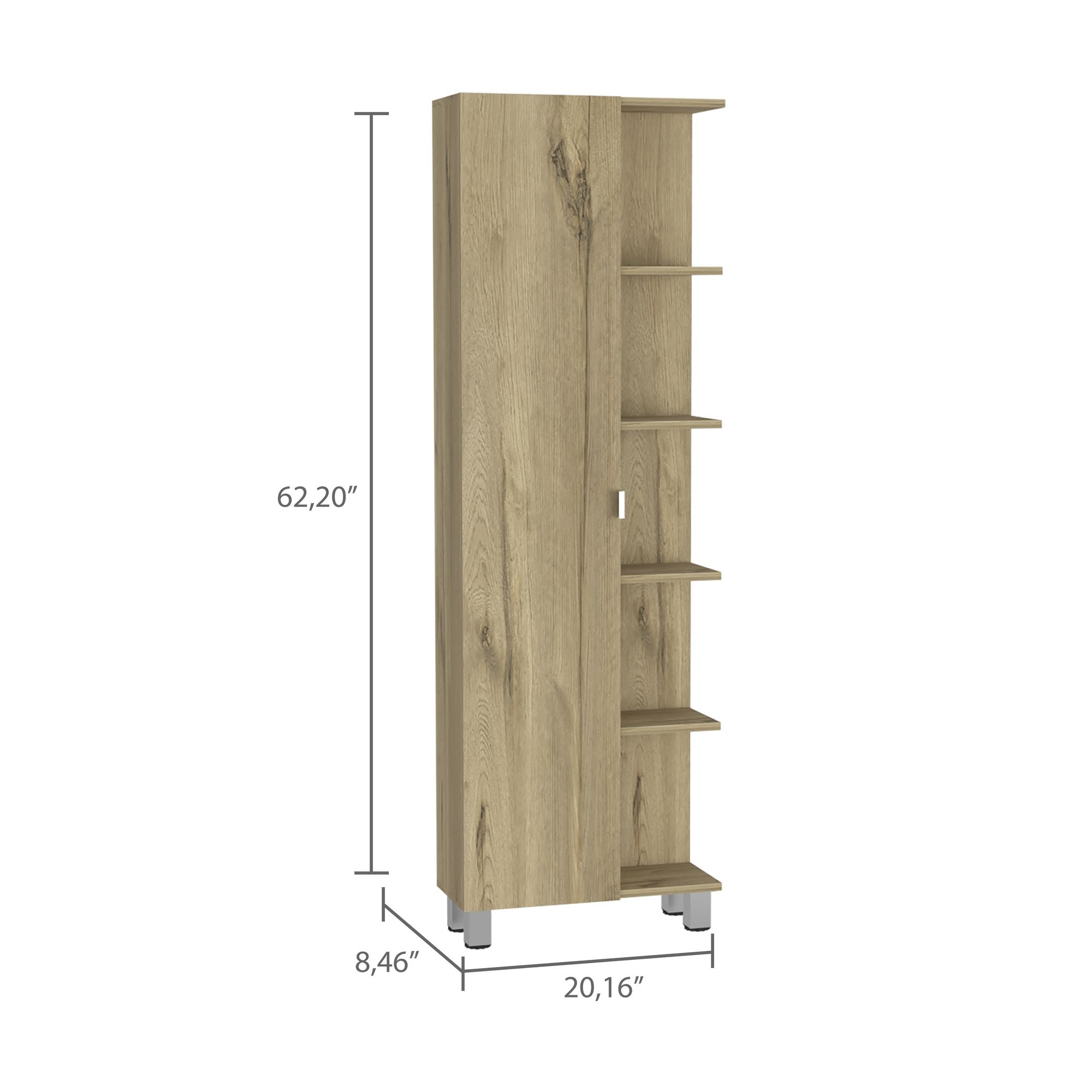 Los Angeles Linen Cabinet with Five Shelves and Cabinet Storage
