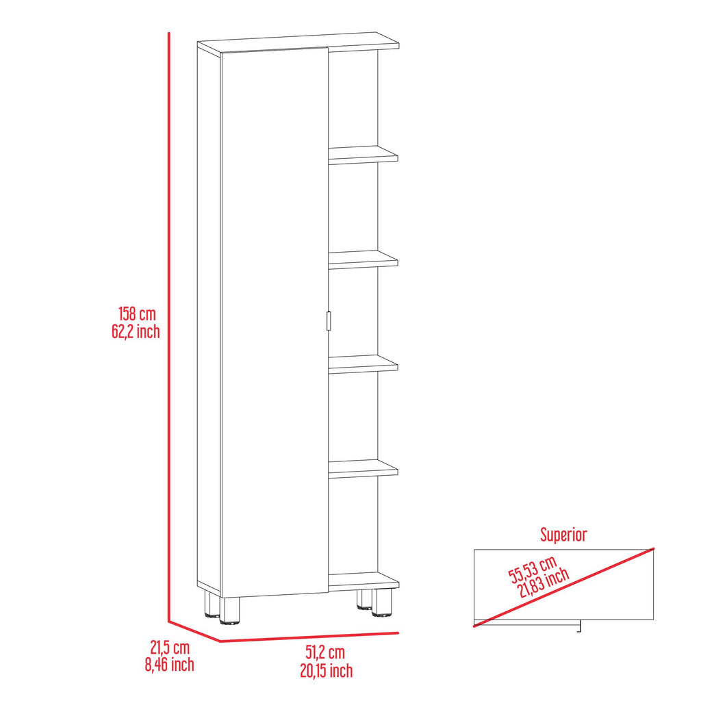 Los Angeles Linen Cabinet with Five Shelves and Cabinet Storage