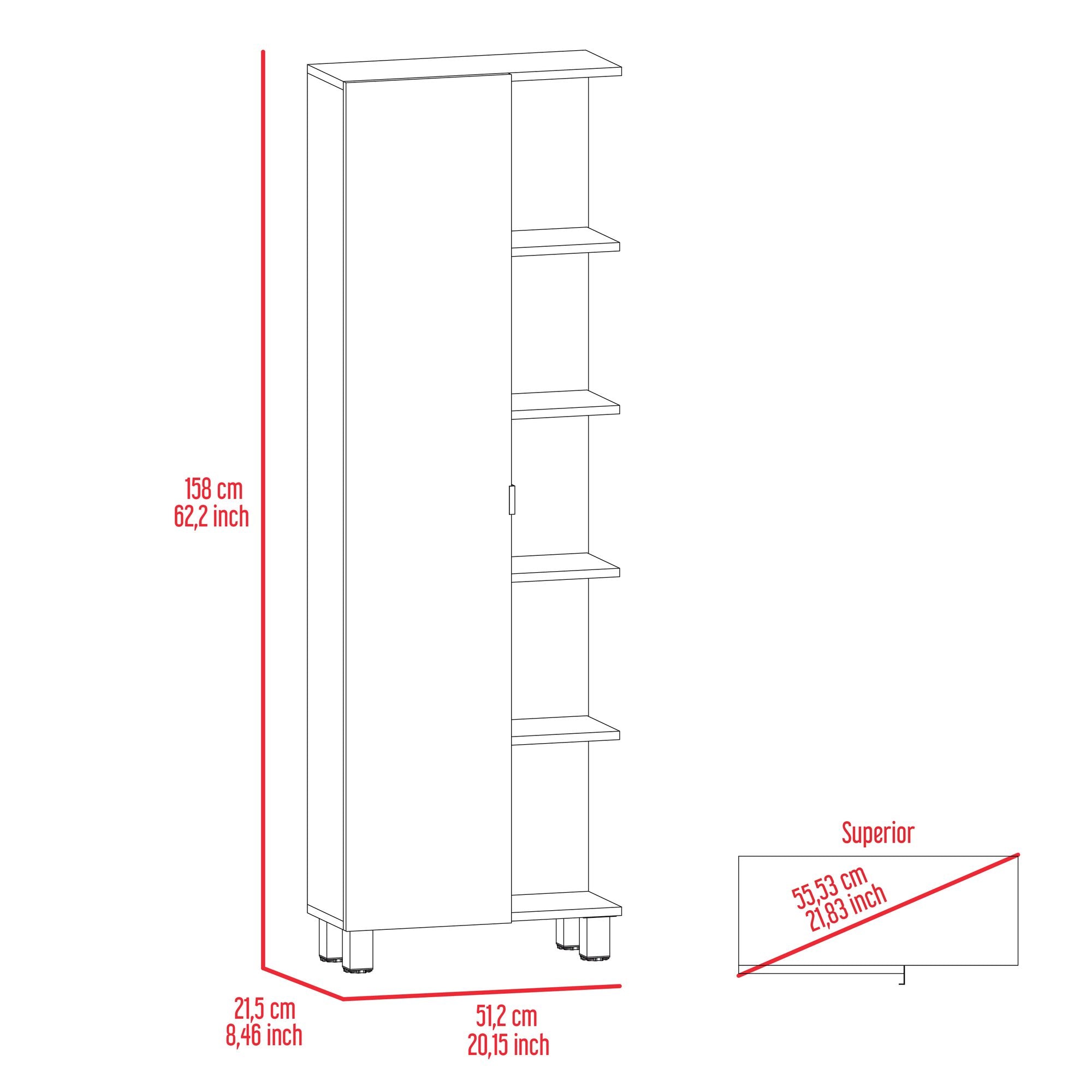 Los Angeles Linen Cabinet with Five Shelves and Cabinet Storage