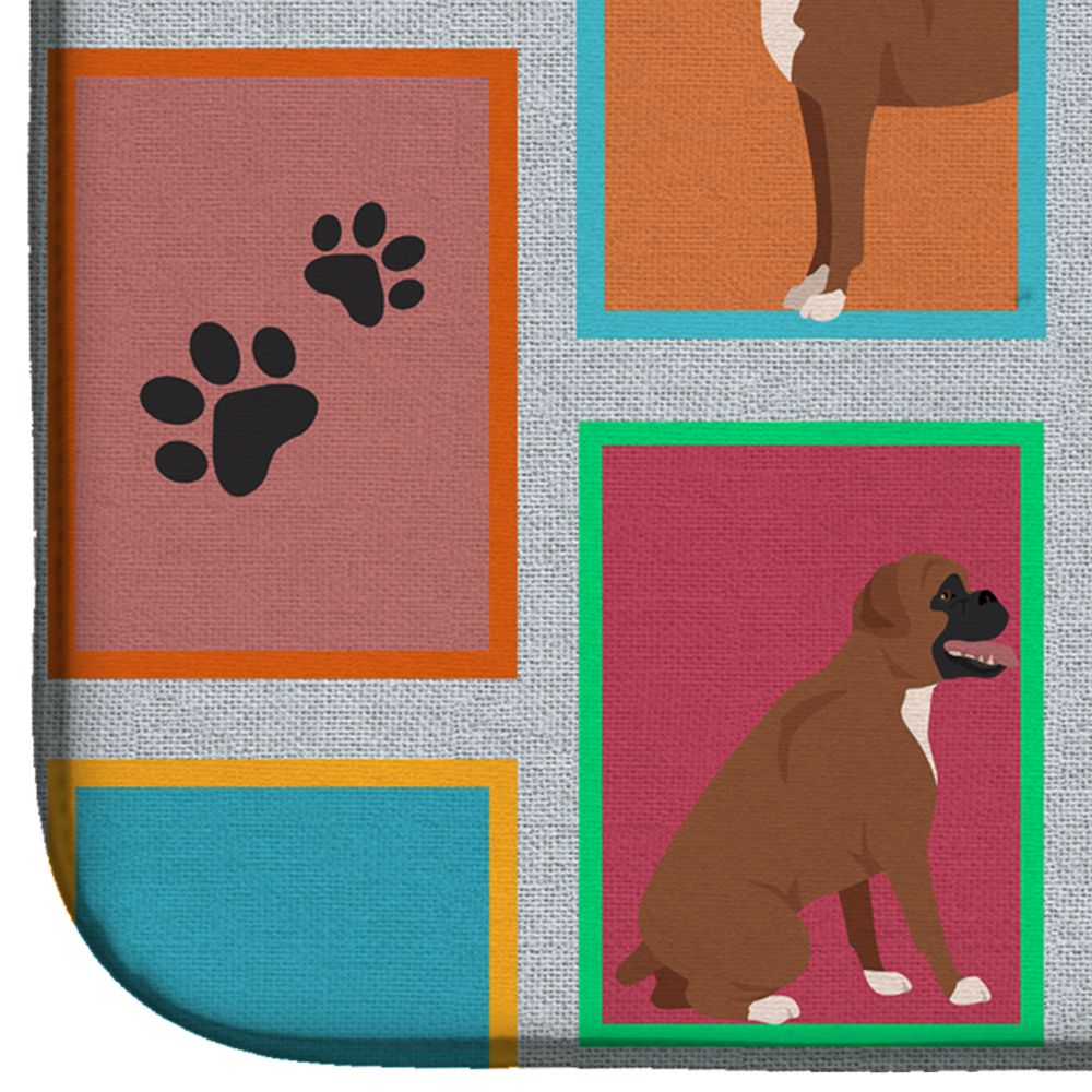 Black Face Boxer Artwork Dish-Drying Mat