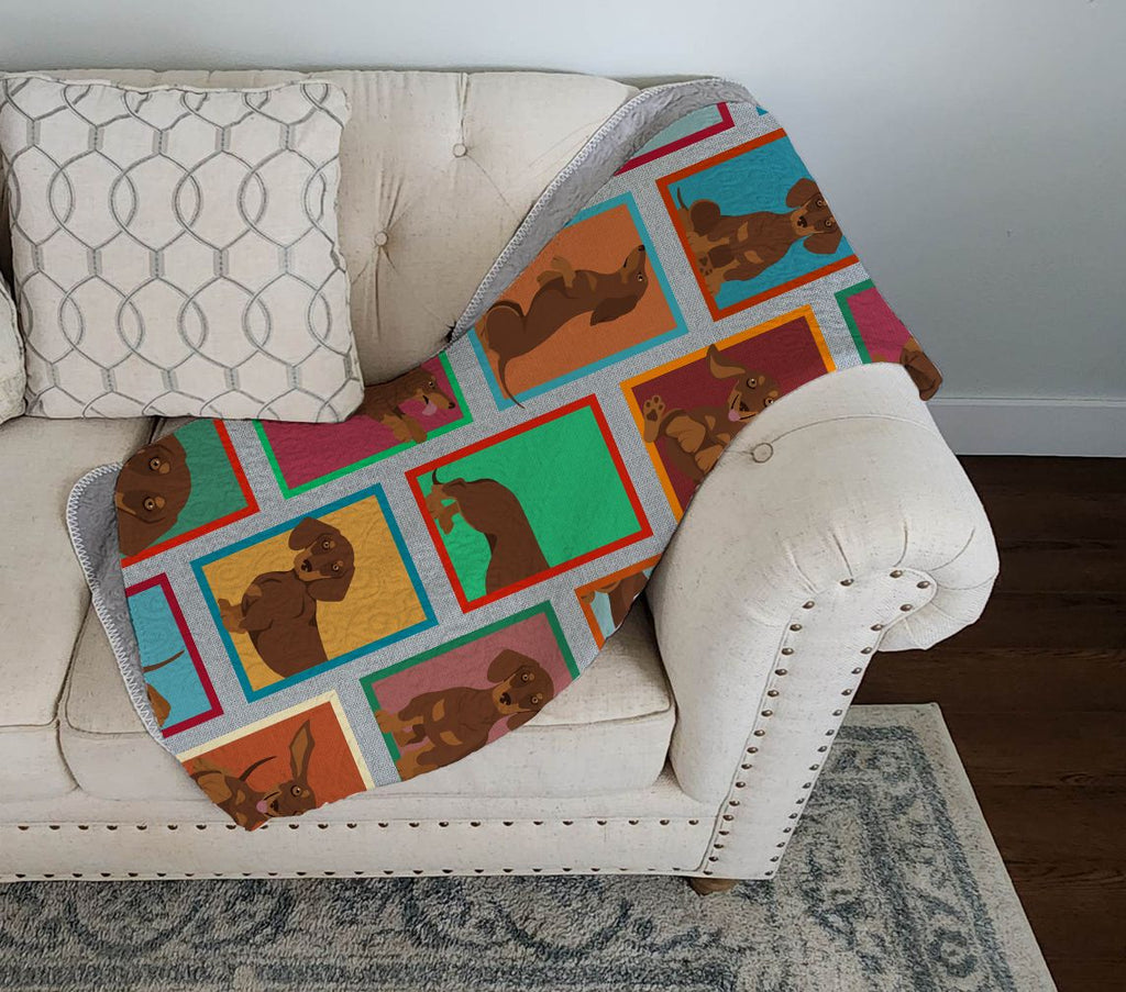 Chocolate and Tan Dachshund Quilted Throw