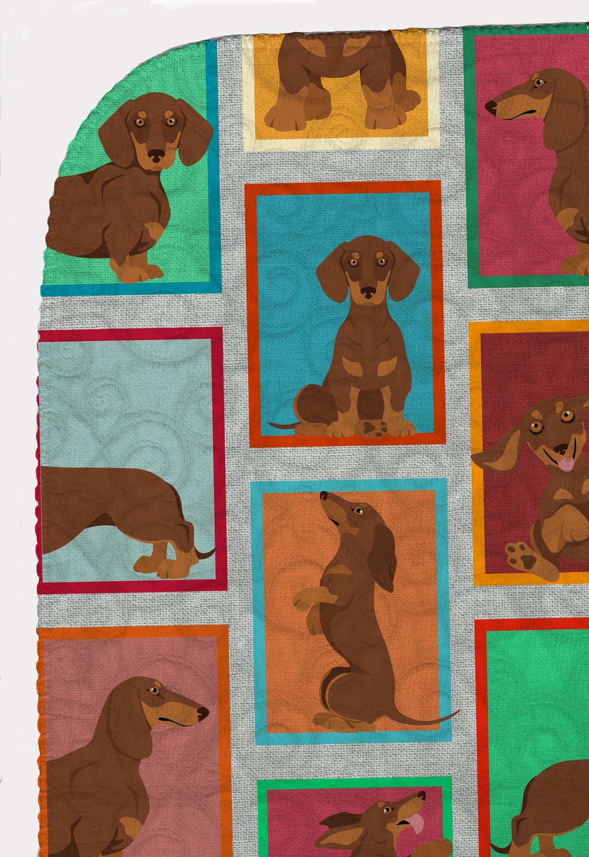 Chocolate and Tan Dachshund Quilted Throw