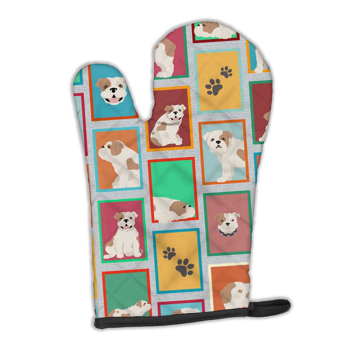 Piebald English Bulldog Right-Hand Oven Mitt