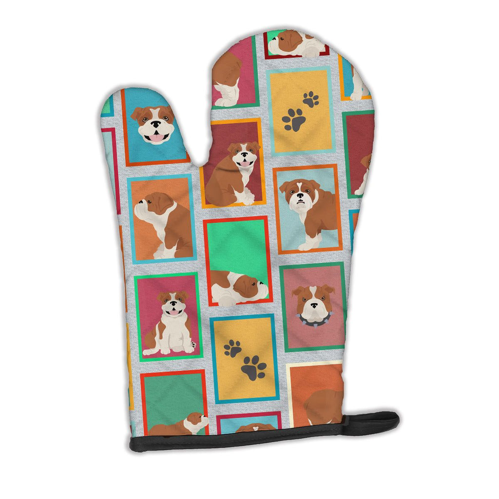 Red and White English Bulldog Oven Mitt