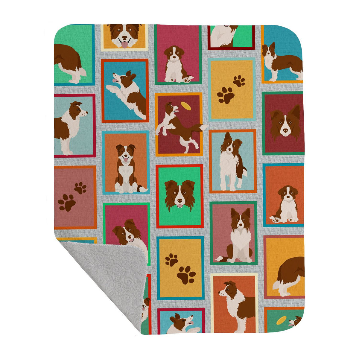 Lots of Red Border Collie Quilted Throw