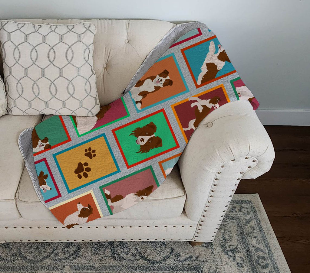 Lots of Red Border Collie Quilted Throw