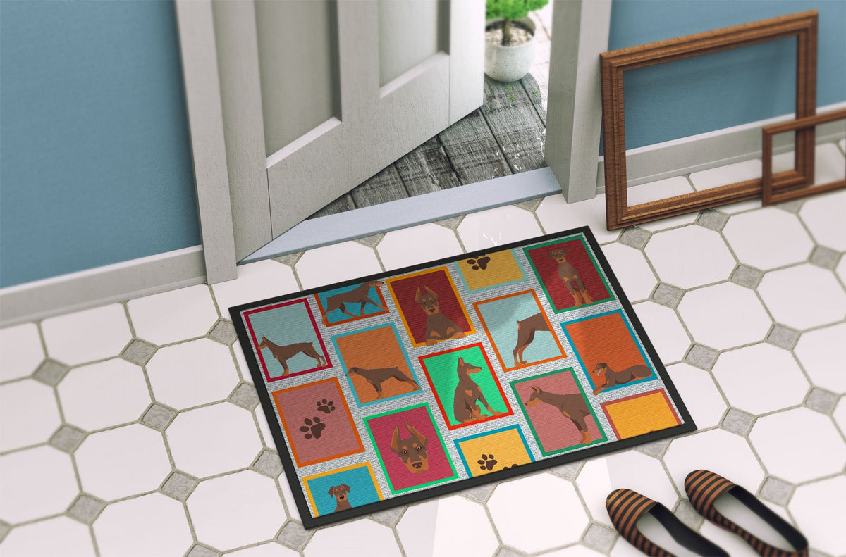 Red Doberman Pinscher Artwork Door Mat