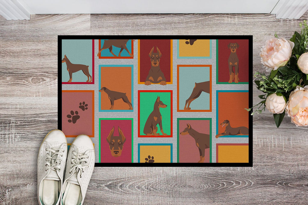 Red Doberman Pinscher Artwork Door Mat