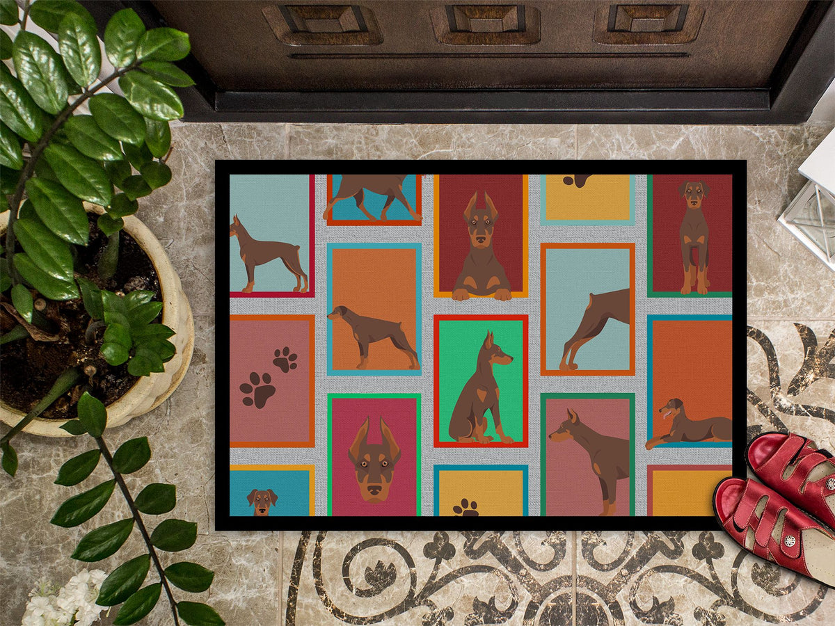Red Doberman Pinscher Artwork Door Mat