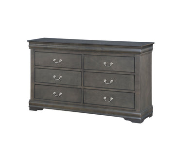 Louis Philippe Dark Gray Six-Drawer Dresser