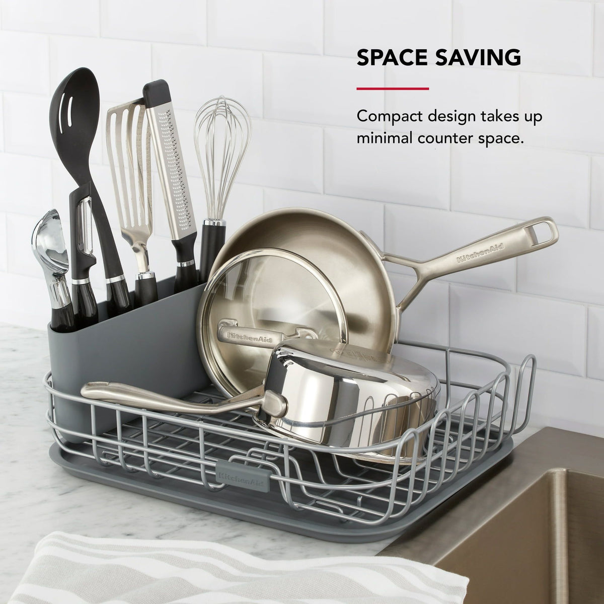 Compact Dish Drying Rack for Small Kitchen Counters