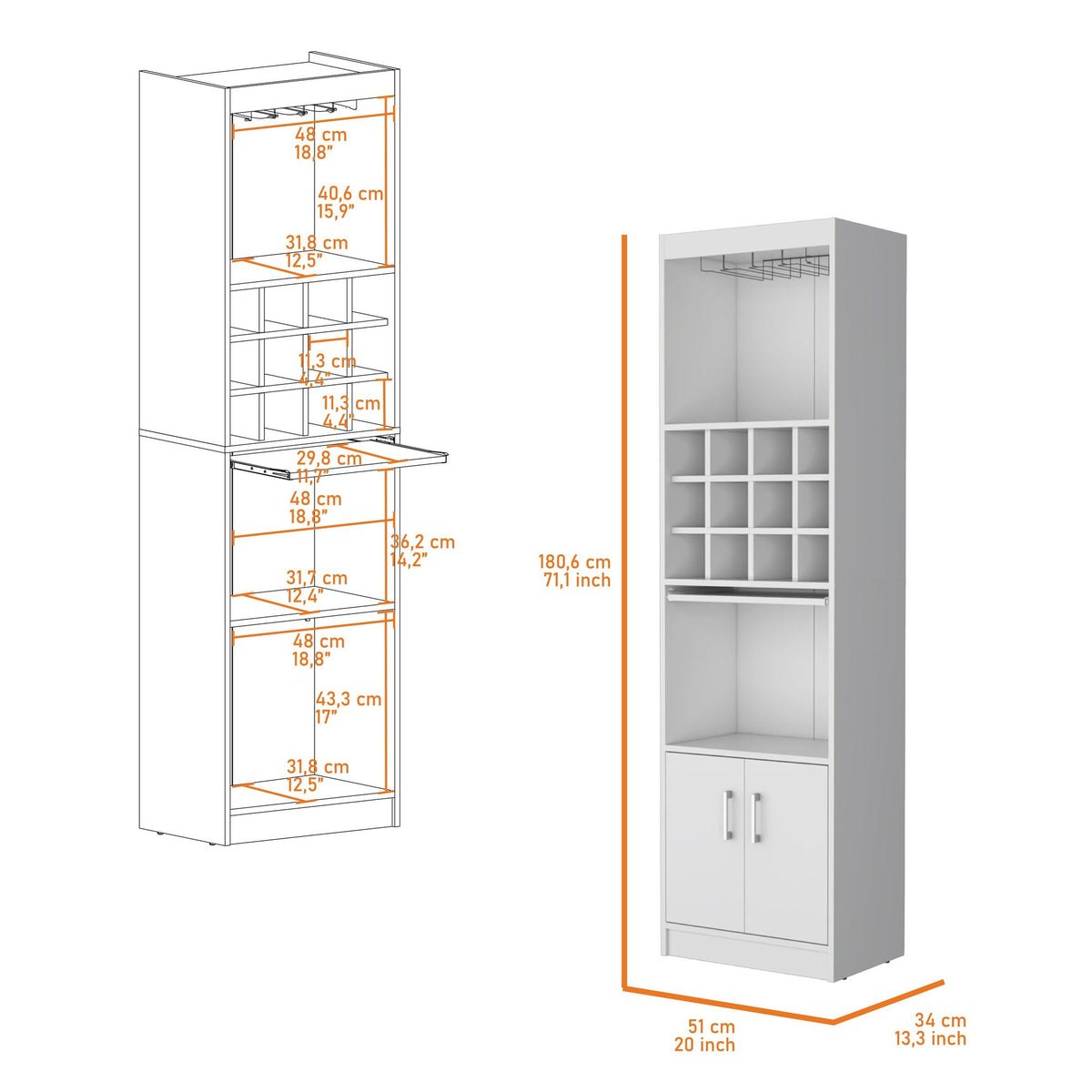 Lowa Bar Cabinet with Wine Rack and Concealed Storage