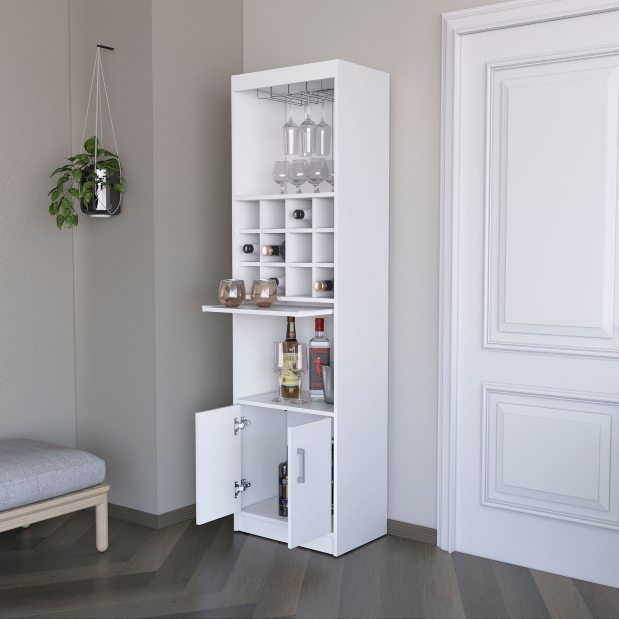 Lowa Bar Cabinet with Wine Rack and Concealed Storage