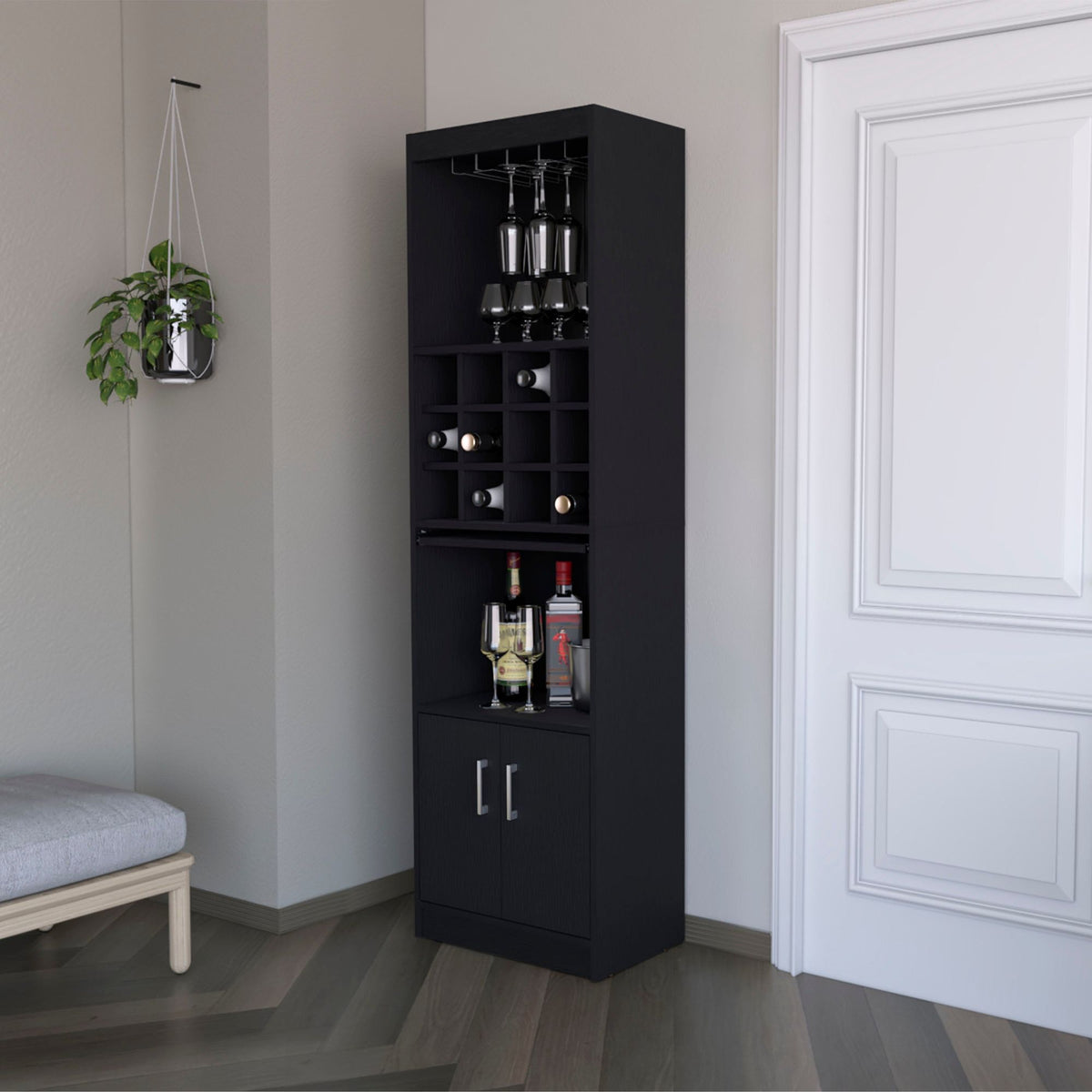 Lowa Bar Cabinet with Wine Rack and Concealed Storage