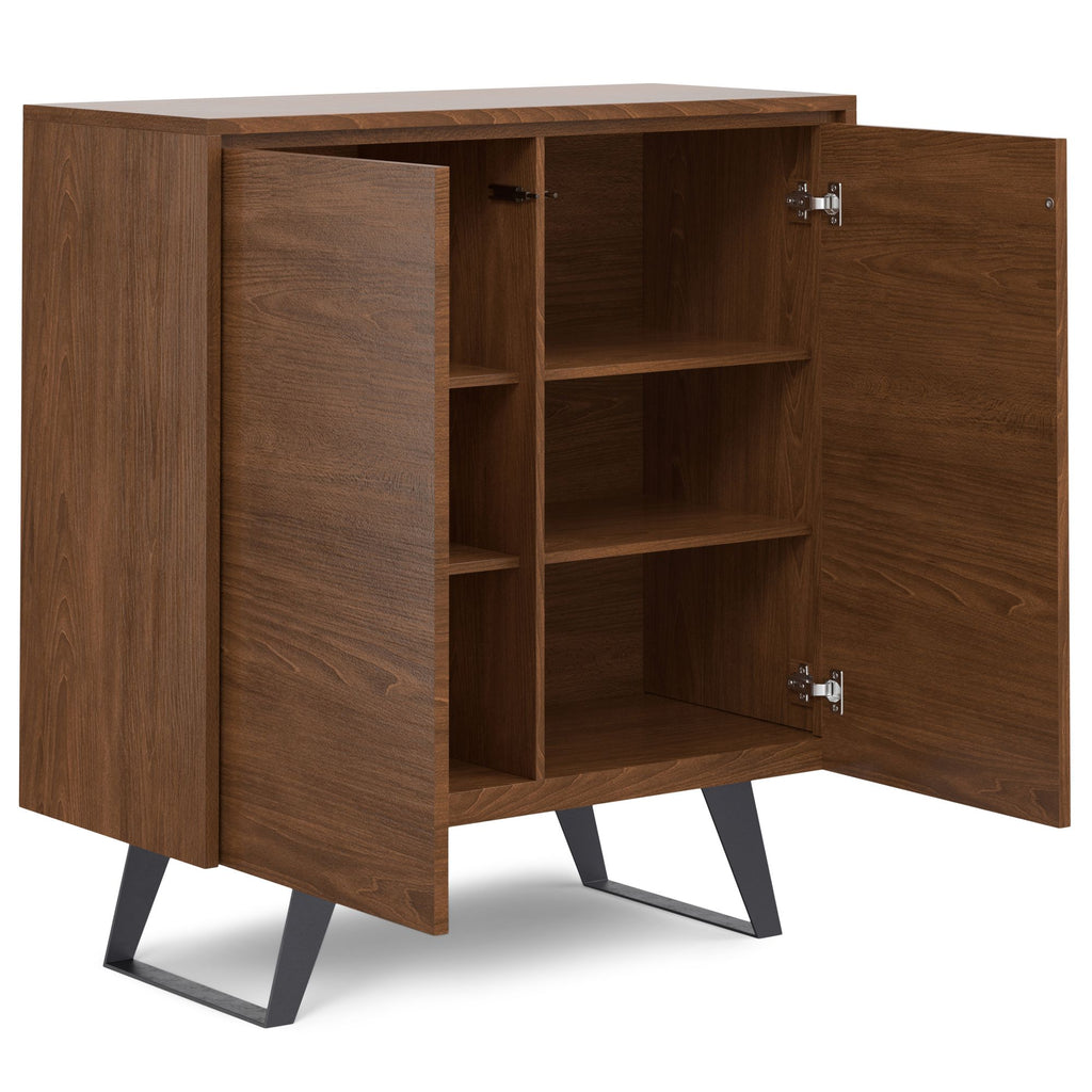 Modern Walnut Storage Cabinet with Adjustable Shelves