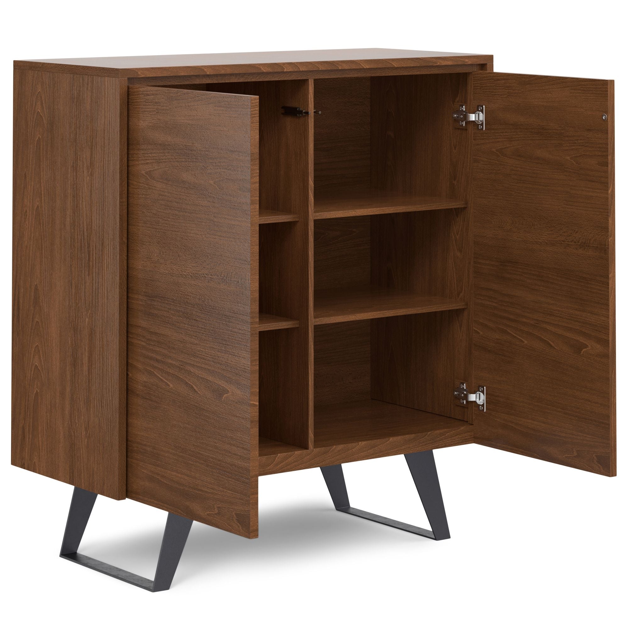Modern Walnut Storage Cabinet with Adjustable Shelves