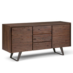 Wide Acacia Wood Sideboard Buffet with Drawers and Adjustable Storage