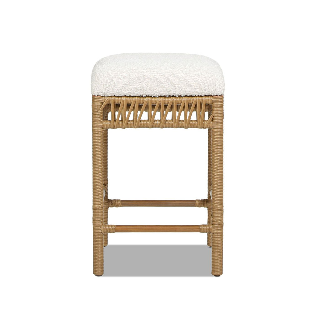 Lucia 25.5" Backless Upholstered Counter Stool with Resin Rattan Frame
