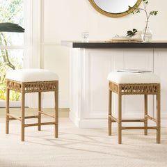 Lucia 25.5" Backless Upholstered Counter Stool with Resin Rattan Frame